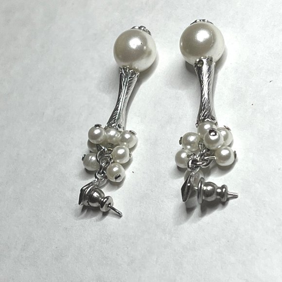 Vintage Faux-Pearl Drop Dangle Earrings - Picture 4 of 6